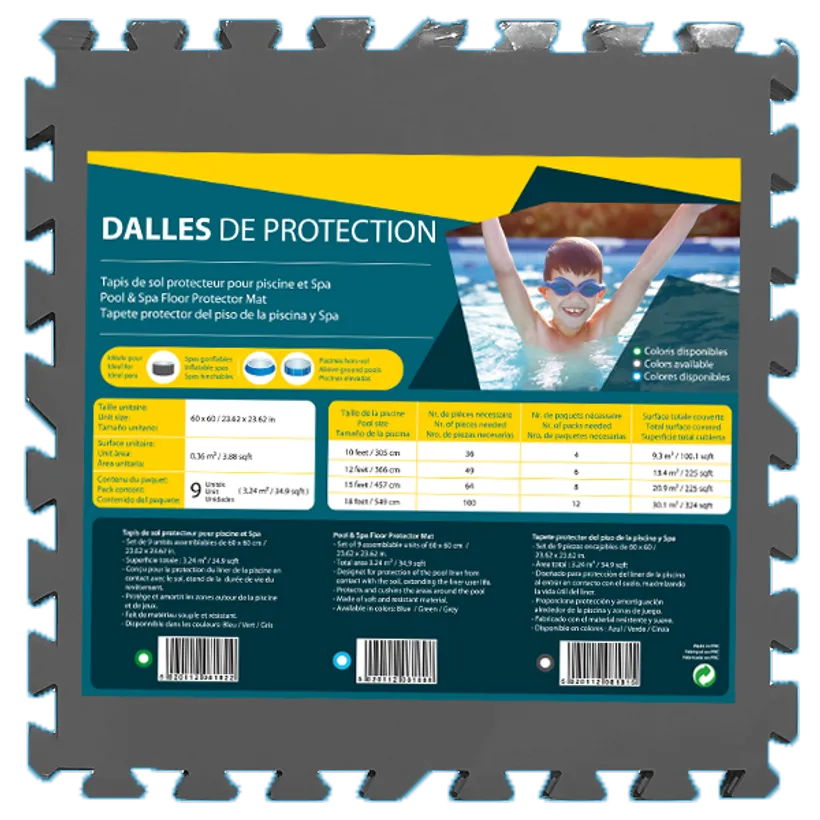 DALLES DE PROTECTION STANDARD GRIS 3,24m² 60 X 60 X 0,8 Cm (x9) 1 DALLES DE PROTECTION STANDARD GRIS 3,24m² 60 X 60 X 0,8 Cm (x9)