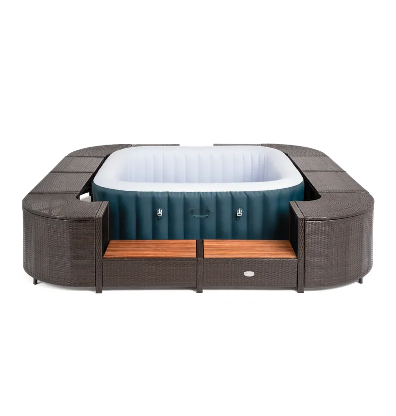 ENTOURAGE ROTIN MARRON SPA GONFLABLE 188x188cm 4 ENTOURAGE ROTIN MARRON SPA GONFLABLE 188x188cm – Image 4