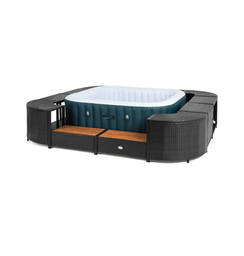 ENTOURAGE ROTIN NOIR SPA GONFLABLE 188x188cm 1 ENTOURAGE ROTIN NOIR SPA GONFLABLE 188x188cm